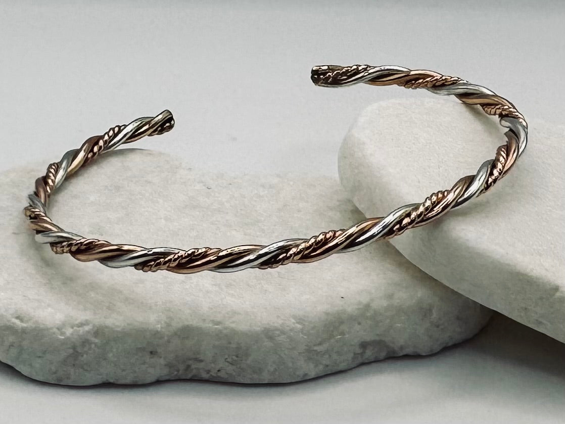 Silver Plain/ Rose Gold Plain/ Rose Gold Triple Twist