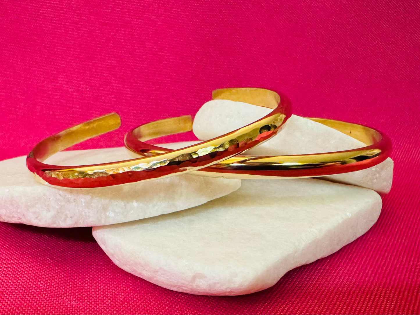 Gold Chunky Half Round Hammered