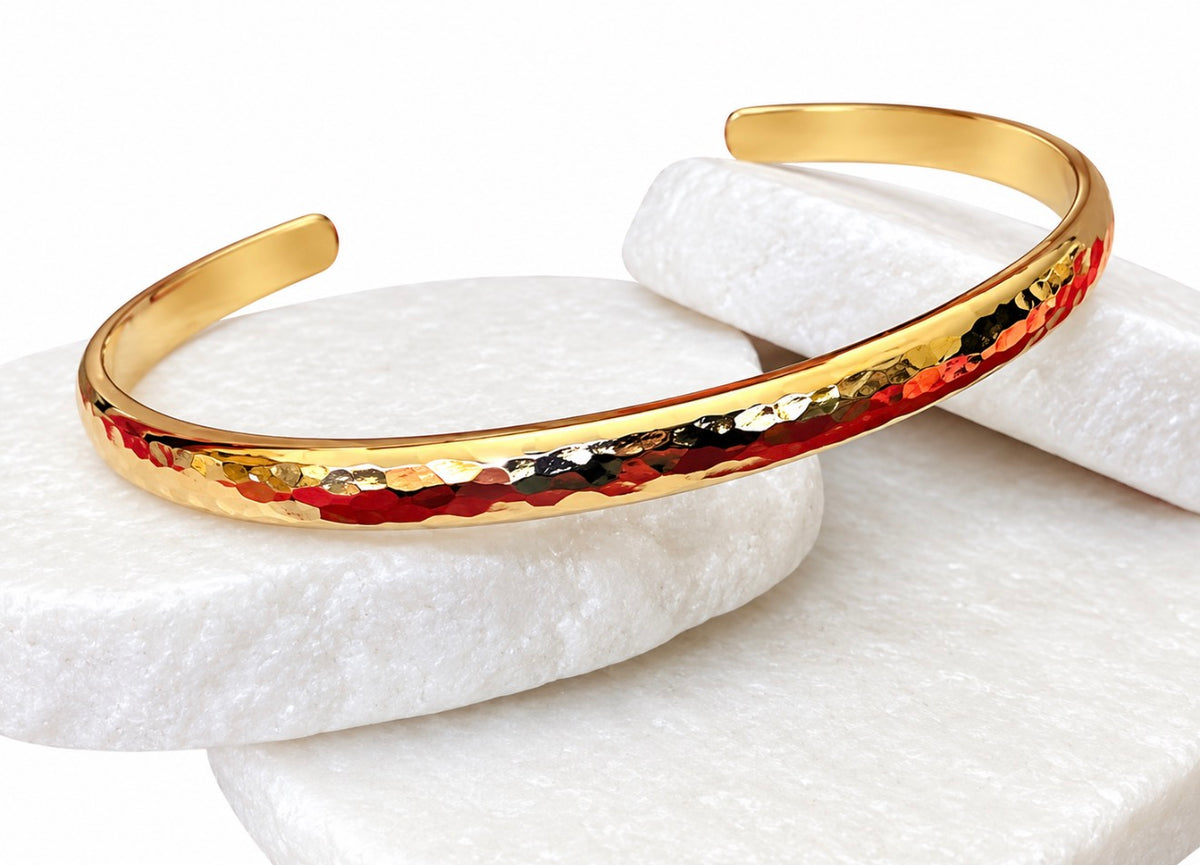 Gold Chunky Half Round Hammered