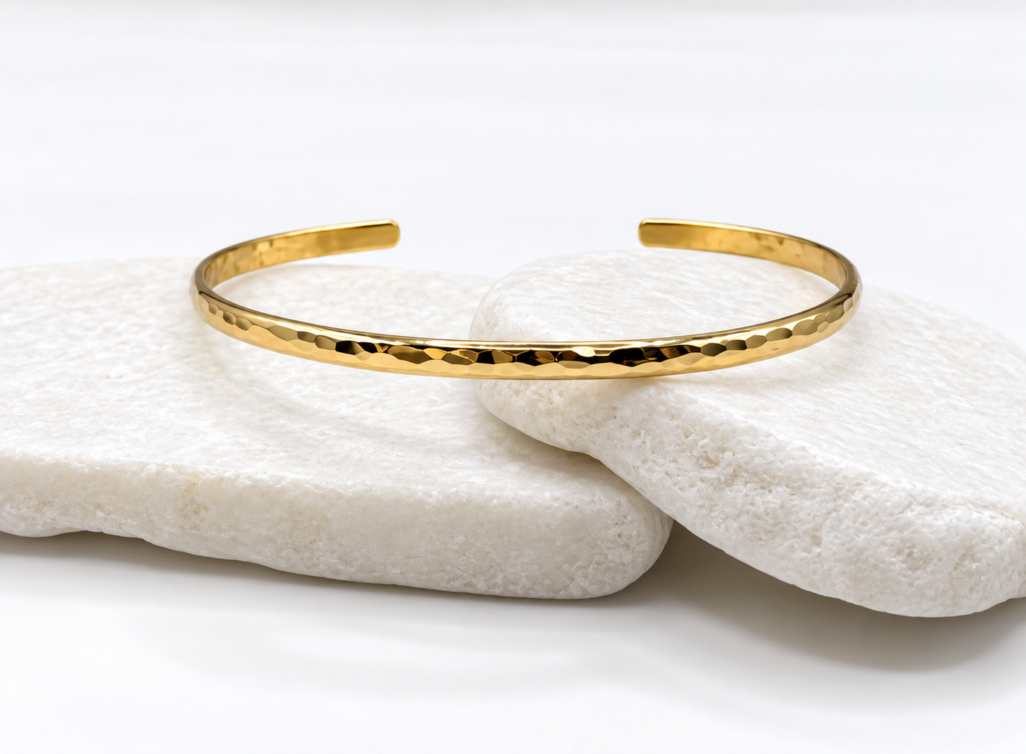 Gold Thin Half Round Hammered