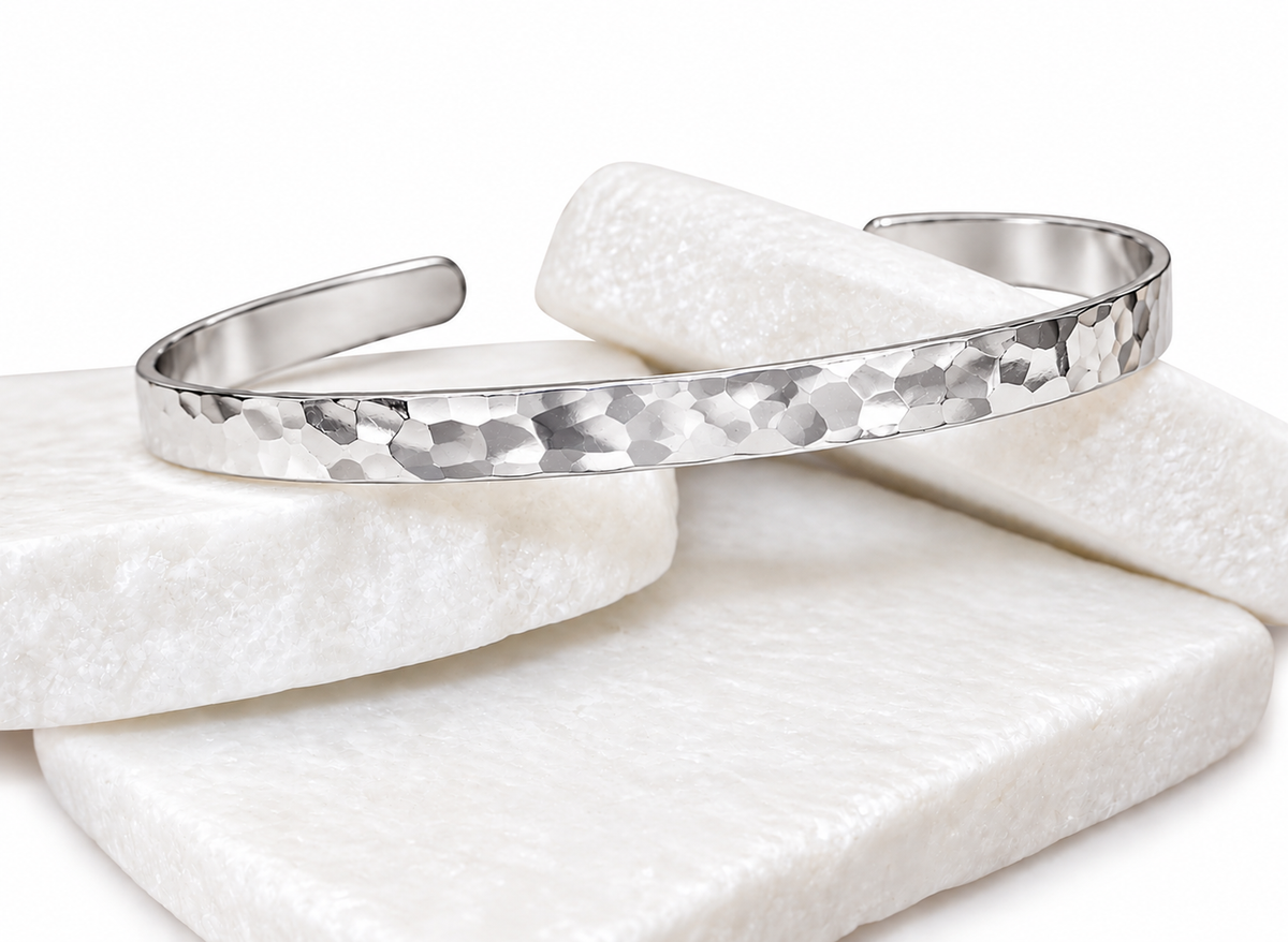 Silver Thick Bar Hammered