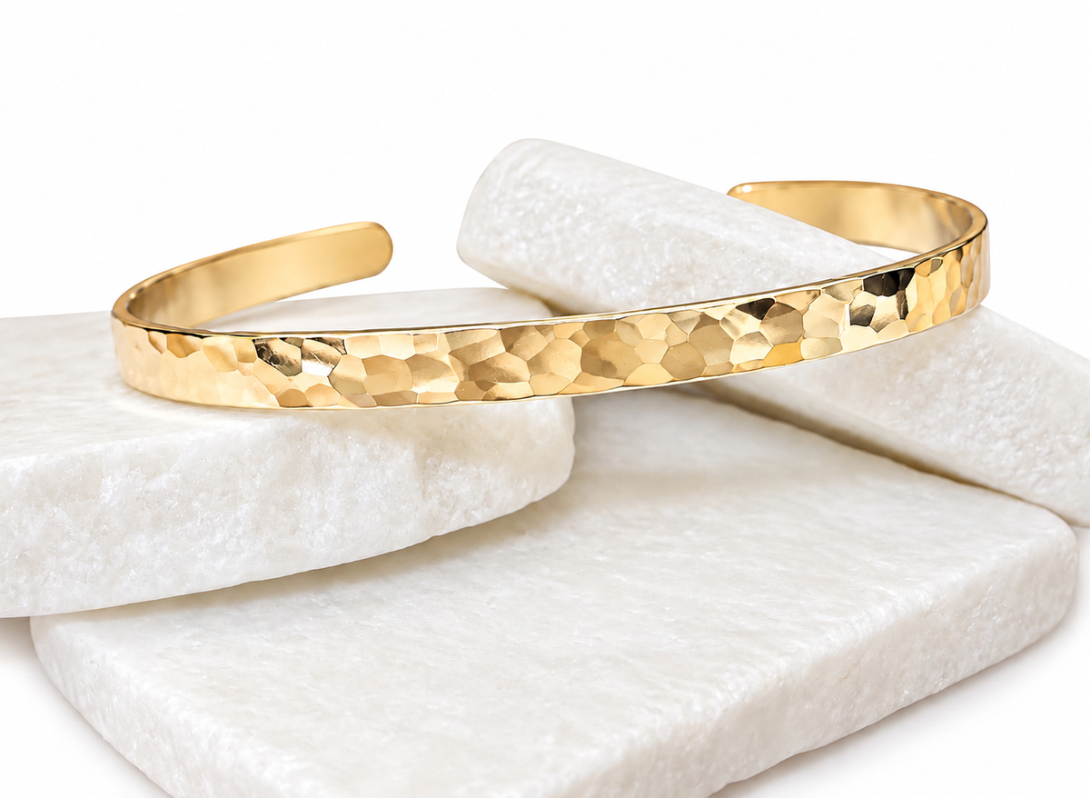 Gold Thick Bar Hammered