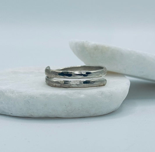 Silver Double Hammered Ring