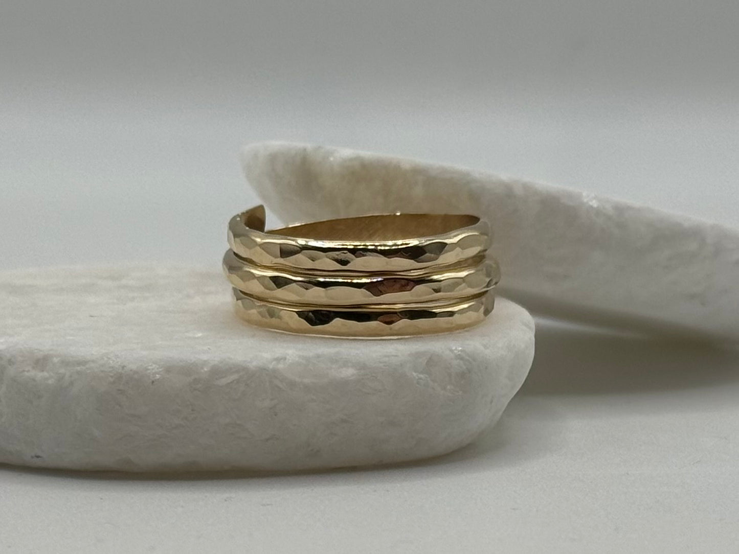 Gold Triple Hammered Ring