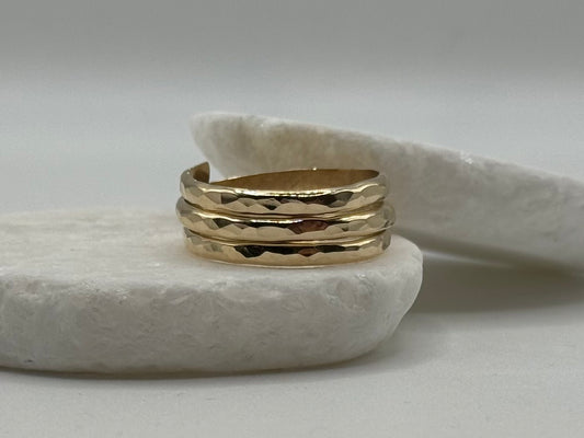 Gold Triple Hammered Ring