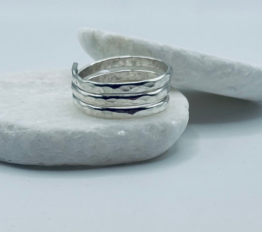 Silver Triple Hammered Ring