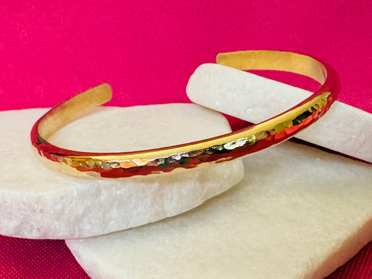 Gold Chunky Half Round Hammered