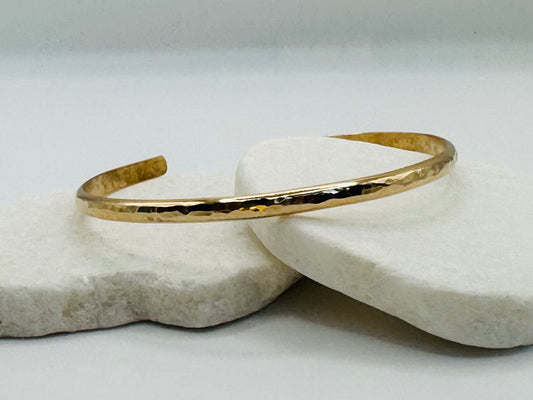 Gold Thick Half Round Hammered