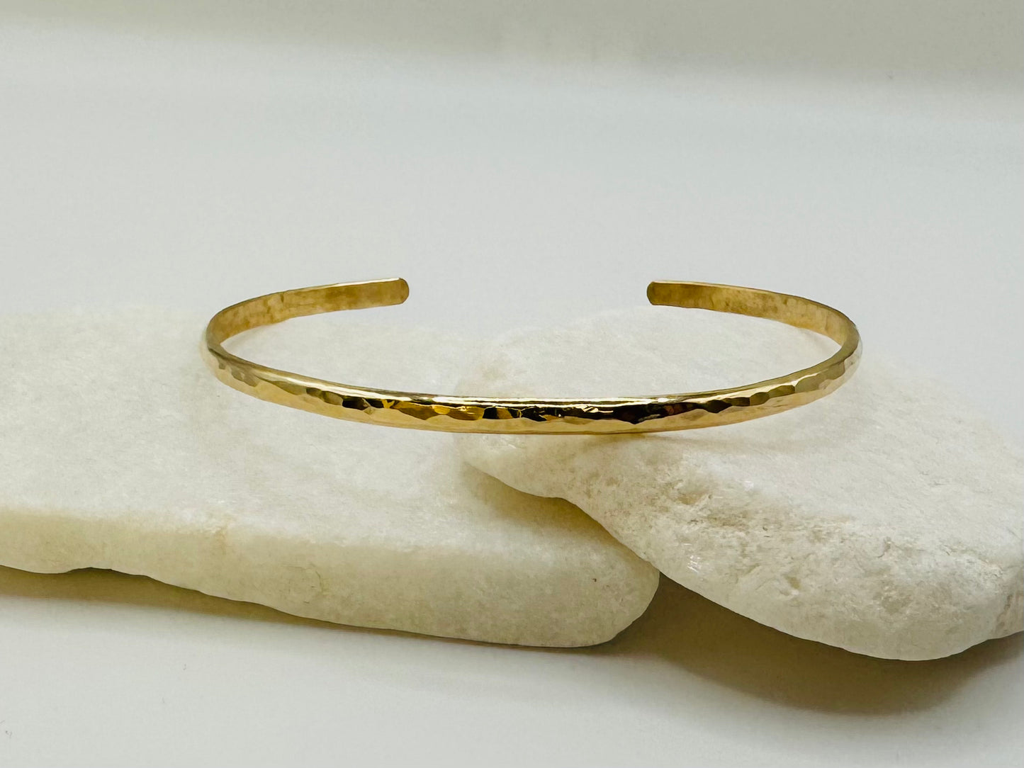 Gold Thin Half Round Hammered