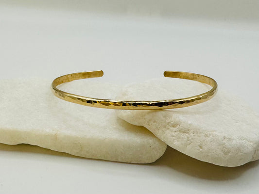 Gold Thin Half Round Hammered